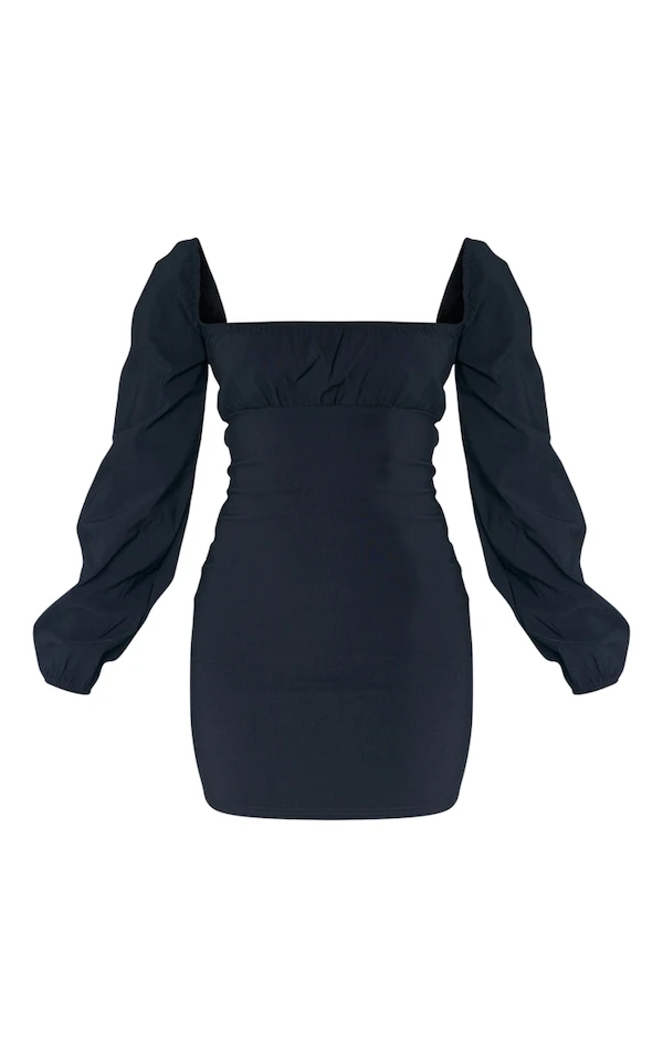 Robe Droite Noire Tissée à Buste Froncé Et Liens à Nouer Dans Le Dos 7 Robe Droite Noire Tissée à Buste Froncé Et Liens à Nouer Dans Le Dos – Image 5