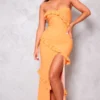 Robe Longue Bustier Orange à Fente Et Volants -Jolie Vêtue Soldes Magasin 373c8e2ac029ccbe94cee8e627b6875efe01a271 cne8947 1