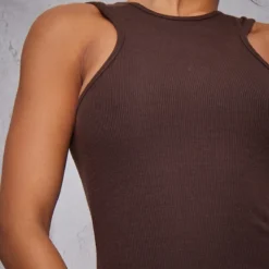 Robe Mi-longue Côtelée Chocolat à Liserés Et Dos Nageur -Jolie Vêtue Soldes Magasin 376835e378b25614e4e4a3821ea5d0bb35b959de cnb1096 4