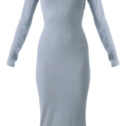 Robe Bustier Mi-longue Côtelée Texturée Bleu Acier à Détail Manches -Jolie Vêtue Soldes Magasin 377f01bfc6c4cc828c473d405789aa002507faae cnd6103 5