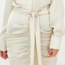 Robe Chemise Froncée Satinée Champagne -Jolie Vêtue Soldes Magasin 3785de13638b80cf5e4f5ed26099912c7b3c711a CLT6729 5