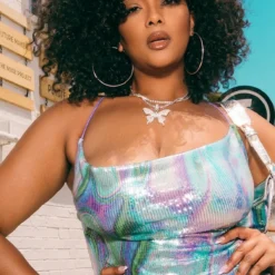 Plus Robe Moulante En Sequins Abstraits Multicolore à Col Bénitier -Jolie Vêtue Soldes Magasin 37c4902ed8086929d5bcac3ce0a0c6c0c29bf820 CND8653 4