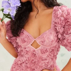 Robe Moulante Vieux Rose Appliquée à Col Bardot Et Détail Bonnets -Jolie Vêtue Soldes Magasin 37f134250dd9e4dfb0898b2f5744f44779cfcb0c cnd2176 4