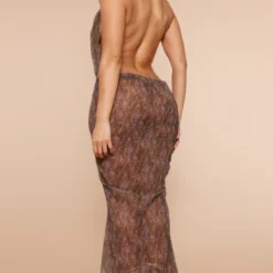 Shape Robe Longue En Mousseline De Soie à Imprimé Léopard Marron Drapée Devant -Jolie Vêtue Soldes Magasin 37f59dbf00b41b554679e79afc5936daf828210e cnd5193 2