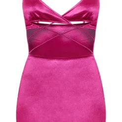 Robe Moulante Rose Vif Découpée à Lanières Et Gants Froncés -Jolie Vêtue Soldes Magasin 382f758b64b4afeef3e5d1e42009997f37ee0908 cnb5136 5