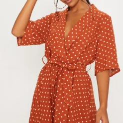 Robe Rétro Terracotta à Pois