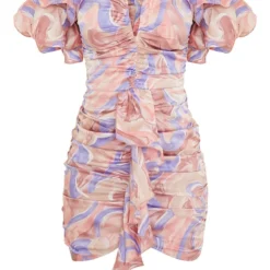 Robe Moulante Multicolore Imprimée Tourbillons à Manches Volantées Et Barre En V -Jolie Vêtue Soldes Magasin 387c5035e6df0a8d5a4b7faad8fb4e68946f0725 cms7508 6