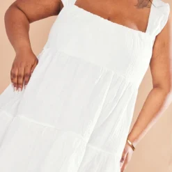 Plus Robe Droite Blanche Texturée Superposée -Jolie Vêtue Soldes Magasin 38f31201582966b7b9219d41045090abb3f2c477 cnd4916 4