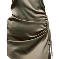 Robe Droite Bustier Satinée Kaki à Ourlet Asymétrique Et Fronces -Jolie Vêtue Soldes Magasin 393e2e1ff8339f04f3c54fb08f7574211fb97442 cnc7693 5