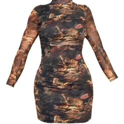 Shape Robe Moulante Marron En Mesh Imprimé Renaissance à Col Haut -Jolie Vêtue Soldes Magasin 394d829c45bbcbb1fa21ce675ef0e841a82d4612 cmk4674 6