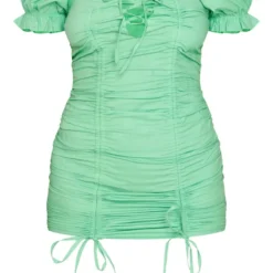 Robe Moulante Verte Froncée à Petites Fleurs Et Manches Bouffantes -Jolie Vêtue Soldes Magasin 397eb798f3da2648a739bf9fd59bf2c0379f2d47 cnd5463 5