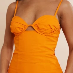 Robe Moulante En Maille Sergée Orange à Découpe Et Bonnets Froncés -Jolie Vêtue Soldes Magasin 39bc3f44c40c29ff106cd4448813cd06157936a7 cnd5410 4