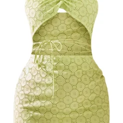 Robe Moulante Sauge En Broderie Anglaise à Découpes Et Bretelles -Jolie Vêtue Soldes Magasin 3a038cff723e26f3c6a04107ed9d37efafce45ff cnd5897 5