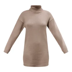 Robe Pull Café Au Lait Basique En Maille Tricot à Col Roulé -Jolie Vêtue Soldes Magasin 3a14d1689c1e1cbdd9b22abd380923945c63fff4 cmz8160 5
