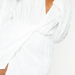 Plus Robe Texturée Blanche à Devant Portefeuille -Jolie Vêtue Soldes Magasin 3a3a49357dc8cd934fd4ba9b5c92157c79a1db50 cmr0790 5