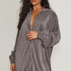 Robe Chemise Gris Anthracite Plissée à Ourlet Volanté -Jolie Vêtue Soldes Magasin 3a93d24ac4d354781a40a9ad6f27ee41818b5ca7 cnd0033 3