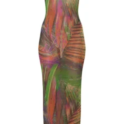 Robe Longue En Mesh Multicolore à Imprimé Tropical Et Bretelles -Jolie Vêtue Soldes Magasin 3b29e5de7429e631b2955f66ab2cc2e5c3dda1f7 cne2717 5