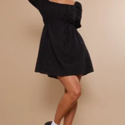 Robe Droite En Broderie Anglaise Noire à Manches Bouffantes -Jolie Vêtue Soldes Magasin 3b3f437f7a2aa6fc813d1153af822df49e3ba475 cnd4034 3