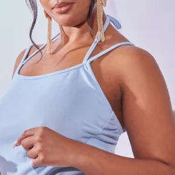 Plus Robe Moulante Bleu Vif Nouée Au Cou à Ourlet Volanté -Jolie Vêtue Soldes Magasin 3bc8676395b90ed702582b5cee86220fec413bf6 cnd8710 4