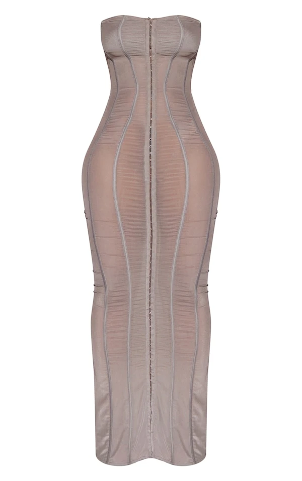 Shape Robe Longue En Mesh Gris à Détail Coutures 7 Shape Robe Longue En Mesh Gris à Détail Coutures – Image 5