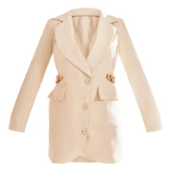 Robe Blazer Tissée Crème à Détail Chaînes Sur Les Côtés -Jolie Vêtue Soldes Magasin 3c3bc52560783d6dc6cc0b698aa9b7dc5cf723dd cnd9131 5