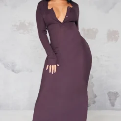 Shape Robe Mi-longue Chocolat Côtelée à Manches Longues Et Boutons à L'avant -Jolie Vêtue Soldes Magasin 3c8ada1653cc23e0a49311b20c633c0998d2f005 cnb4665 1