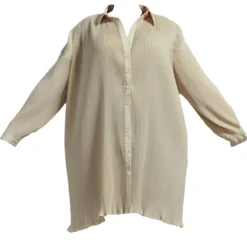 Plus Robe Chemise Oversize Crème Plissée -Jolie Vêtue Soldes Magasin 3cd54f5714feba20f9d1cfa982dccfba86385a20 cnc5107 5