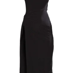 Robe Mi-longue Moulante Noire Asymétrique à Détail Torsadé -Jolie Vêtue Soldes Magasin 3cdb5faded3adc47714d46cfb3e97fc9262e337a cnb7997 5