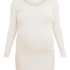 Maternité Robe De Grossesse Moulante Crème En Maille Côtelée Brossée à Décolleté -Jolie Vêtue Soldes Magasin 3ce277fd322a28bb64a0f0e43ecbd025ab39a64b cnd0063 5