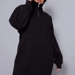 Zero Plus Robe Sweat Noire à Zip