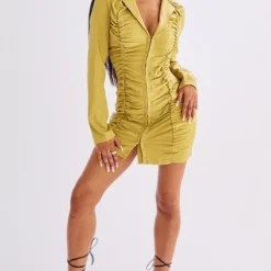 Robe Moulante Froncée Kaki à Agrafes Et Détail Revers -Jolie Vêtue Soldes Magasin 3d2af2c3fb22f360ca1dad4ffacf7c2d52eb76fc cmy4455 4