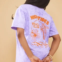 Robe T-shirt Lilas Délavée à Slogan Beach Club
