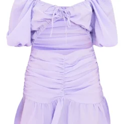 Robe Moulante Texturée Froncée Lilas à Manches Bouffantes Et Ourlet Volanté -Jolie Vêtue Soldes Magasin 3d69a551f20f207496d338be381ae2a42d893383 cmy1981 6