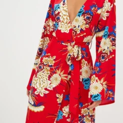 Robe Kimono Longue Rouge à Imprimé Floral -Jolie Vêtue Soldes Magasin 3d72b0a3ff2f10d6185b3c8da471220989167004 CLT9789 5