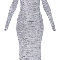 Robe Longue Découpée Côtelée Noir & Blanc à Col Carré -Jolie Vêtue Soldes Magasin 3d76442d254d103c3fecbf82038cbfc5a80edabe cnd1282 5