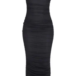 Robe Longue Noire Froncée En Mesh à Bretelles -Jolie Vêtue Soldes Magasin 3dba7fec0decbba84b2b13fc787e907f6708fbcd clx3333 5