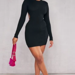 Robe En Maille Tricot Noire à Dos Ouvert Et Détail Barre En T -Jolie Vêtue Soldes Magasin 3dd73e329c6a678ee900bdc143e90ea71f04038e cnb6431 3