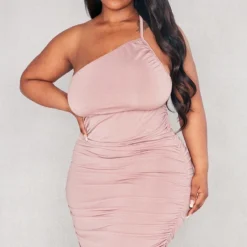 Plus Robe Moulante Rose Froncée Asymétrique -Jolie Vêtue Soldes Magasin 3de12079c64afcd84484d559a09ca76c1dcb716e cnd2490 1