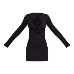 Robe Moulante Texturée Noire à Découpes Et Manches Flare -Jolie Vêtue Soldes Magasin 3e404e72549ce853a2c86ee35e8badb6c15dd4f3 cnd4056 5