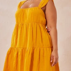 Plus Robe Droite Moutarde Texturée Superposée -Jolie Vêtue Soldes Magasin 3e6b2b40b065153512507ab3b92a8110d42b047e cmy4188 5