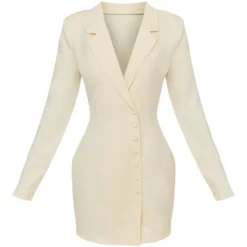 Robe Blazer Tissée Crème à Boutons -Jolie Vêtue Soldes Magasin 3e725cf94aef780f11d545cb1a20d1098c8b713c cnc2991 5