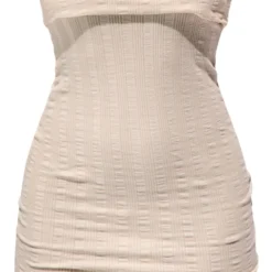 Petite Robe-bustier Moulante Texturée Crème à Bordure Repliée -Jolie Vêtue Soldes Magasin 3ed076448918e882f597813133fb6497ffcabb6a cne2326 5