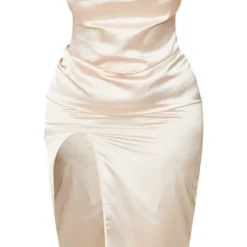 Plus Robe Mi-longue Satinée Champagne à Col Bénitier Et Bretelles -Jolie Vêtue Soldes Magasin 3f2af883588774d4dc95947e28c2281b4b892383 cmv6438 6