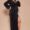 Maternité Robe De Grossesse Longue Plissée Noire à Fente -Jolie Vêtue Soldes Magasin 3f4e9e4d3b08f45f2884cc6a6320e0230eb43c87 cnd3090 3