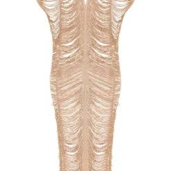 Robe De Plage Longue Dorée à Franges à Décolleté -Jolie Vêtue Soldes Magasin 3f9a39a97c0936430b37f507b4376ae82c1696af cnd7981 5
