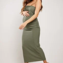 Maternité Robe De Grossesse Bustier Longue Texturée Vert Olive -Jolie Vêtue Soldes Magasin 3fb8a5f53d014f79ac9970f273ccbb0327006aac cne2185 3