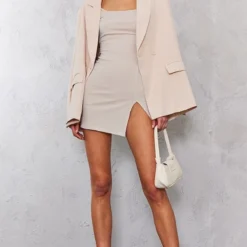 Tall Robe Moulante Fendue Gris Clair Côtelée à Col Carré Et Manches Longues -Jolie Vêtue Soldes Magasin 4016fff3f48f47a4fd0c83ec855e864b95926878 cnd4342 3