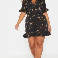 Plus Robe Fluide Noire à Imprimé Floral Et Corset -Jolie Vêtue Soldes Magasin 406485ba251f7588f8c474e16e6c58bb547678e7 cmf1373 4