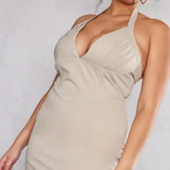 Plus Robe Mi-longue Beige à Buste Plissé -Jolie Vêtue Soldes Magasin 408c28bd994ab5614b213f5f99c763ddae304ef9 cnc7298 4