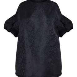 Robe Babydoll Noire En Jacquard Texturé à Manches Bouffantes -Jolie Vêtue Soldes Magasin 40ac0855a2d2e4c8e4aa6e005a50139b166be8a9 cnb9627 5